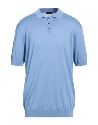 Tombolini Man Sweater Azure Size 44 Silk, Cotton In Blue