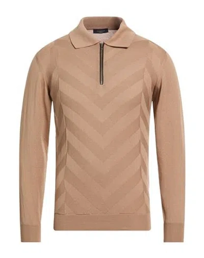 Tombolini Man Sweater Khaki Size 40 Silk, Cotton In Brown