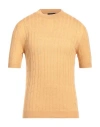 Tombolini Man Sweater Marigold Size 46 Linen, Cotton In Yellow