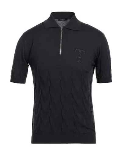 Tombolini Man Sweater Midnight Blue Size 46 Silk, Cotton