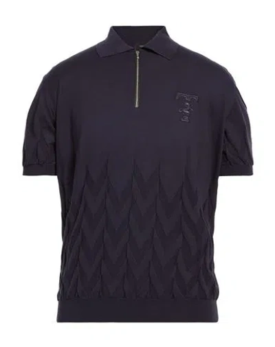 Tombolini Man Sweater Midnight Blue Size 48 Silk, Cotton