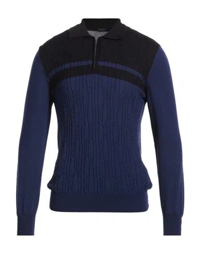 Tombolini Man Sweater Navy Size 42 Silk, Cotton In Blue