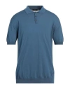 Tombolini Man Sweater Slate Blue Size 50 Cotton In Blue