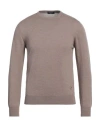 Tombolini Man Sweater Taupe Size 44 Wool In Grey