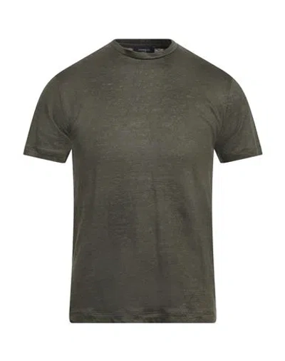 Tombolini Man T-shirt Military Green Size 50 Linen