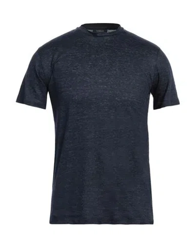 Tombolini Man T-shirt Navy Size 44 Linen
