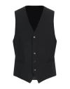 Tombolini Man Tailored Vest Black Size 50 Virgin Wool, Elastane In Black