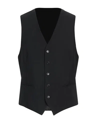 Tombolini Man Tailored Vest Black Size 50 Virgin Wool, Elastane