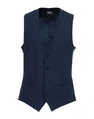 Tombolini Man Tailored Vest Blue Size 46 Virgin Wool, Elastane