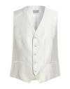 Tombolini Man Tailored Vest Cream Size 48 Silk In White