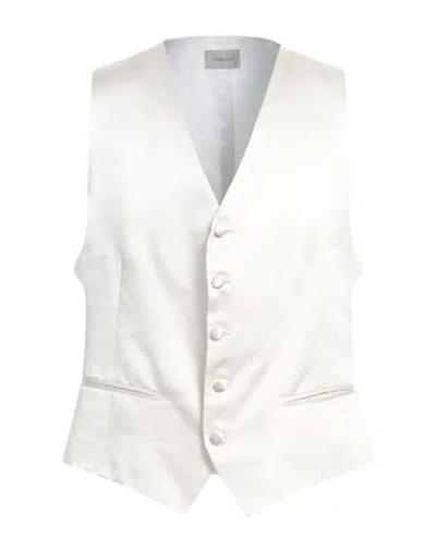 Tombolini Man Tailored Vest Ivory Size 42 Silk In White