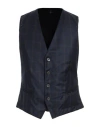 Tombolini Man Tailored Vest Midnight Blue Size 44 Virgin Wool In Blue
