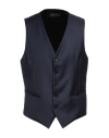 Tombolini Man Tailored Vest Midnight Blue Size 44 Virgin Wool In Blue