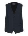 Tombolini Man Tailored Vest Midnight Blue Size 44 Wool In Blue