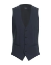 Tombolini Man Tailored Vest Midnight Blue Size 46 Virgin Wool, Elastane In Blue