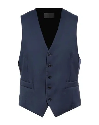 Tombolini Man Tailored Vest Navy Blue Size 44 Virgin Wool