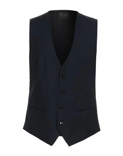 Tombolini Man Tailored Vest Navy Blue Size 44 Virgin Wool