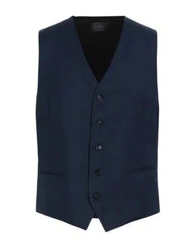 Tombolini Man Tailored Vest Navy Blue Size 42 Virgin Wool