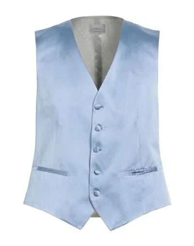 Tombolini Man Tailored Vest Sky Blue Size 44 Silk