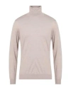 Tombolini Man Turtleneck Light Brown Size 42 Wool In Beige