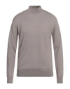 Tombolini Man Turtleneck Taupe Size 50 Wool, Silk In Grey