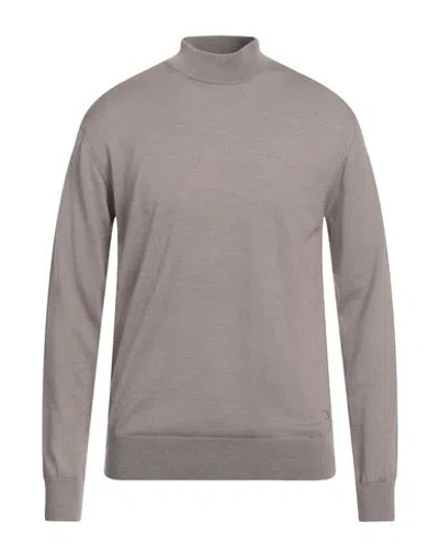 Tombolini Man Turtleneck Taupe Size 50 Wool, Silk In Grey