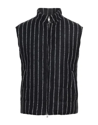 Tombolini Man Vest Midnight Blue Size 44 Acrylic, Virgin Wool, Polyester In Black