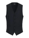 Tombolini Man Tailored Vest Midnight Blue Size 46 Virgin Wool, Lycra In Black