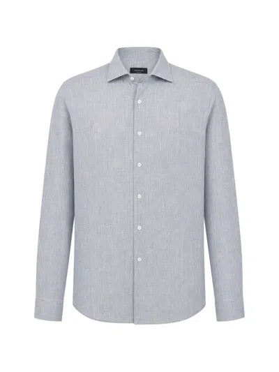 Tombolini Marl-pattern Spread-collar Shirt In Blue