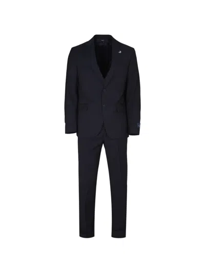Tombolini Pinstripe-pattern Single-breasted Suits In Black
