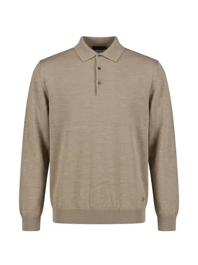 Tombolini Polo-collar Wool Polo Shirt In Brown