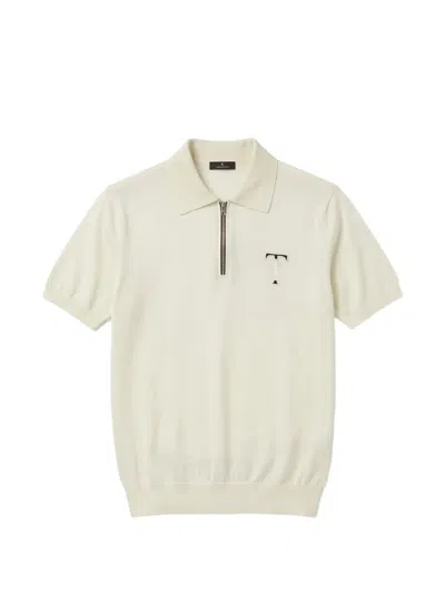 Tombolini Quarter-zip Logo-embroidered Polo Shirt In Neutral