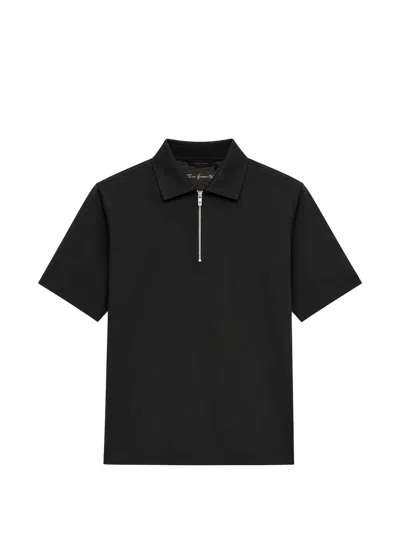 Tombolini Quarter-zip Polo Shirt In Black