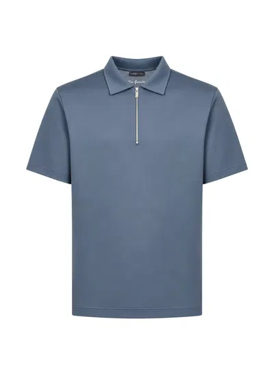 Tombolini Quarter-zip Short-sleeve Polo Shirt In Blue