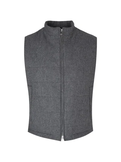 Tombolini Quilted Wool Gilet In Gray