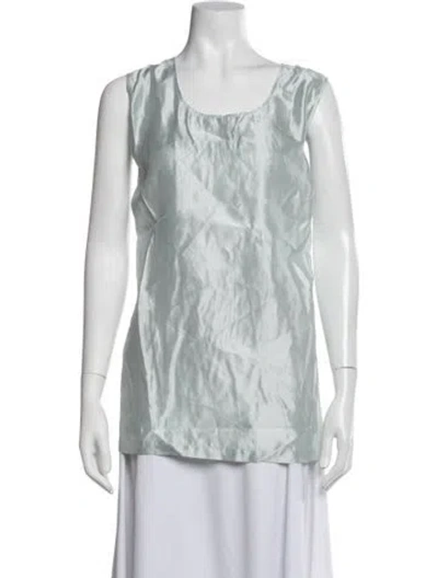 Pre-owned Tombolini Silk Scoop Neck Top In Blue