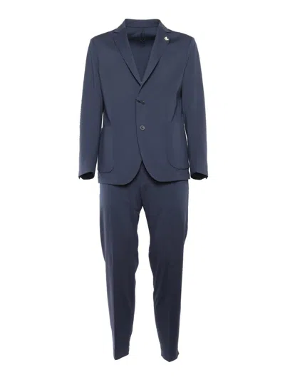 Tombolini Tailored Running Suit With Single Button Closure In Blue