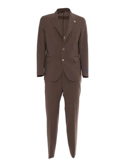 Tombolini Single-breasted Suit In Brown