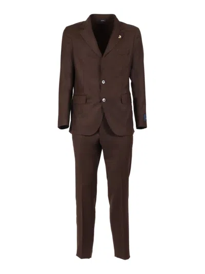 Tombolini Single-breasted Suit In Brown
