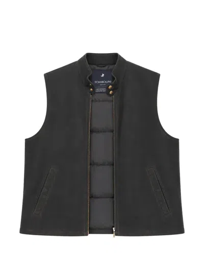 Tombolini Suede High-neck Gilet In Black