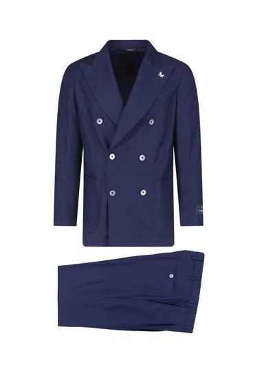 Tombolini Tailored Double-breasted Suit In Blue