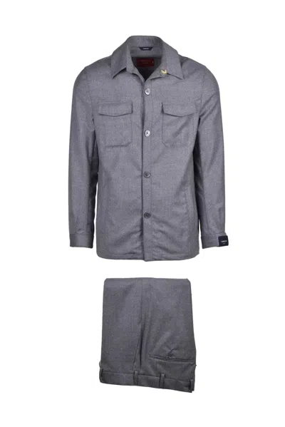 Tombolini Tailored Grey Virgin Wool Suit In Gray