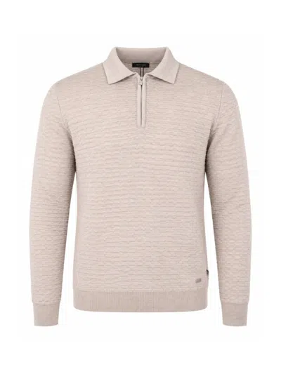 Tombolini Textured Zip-fastening Polo Shirt In Neutrals