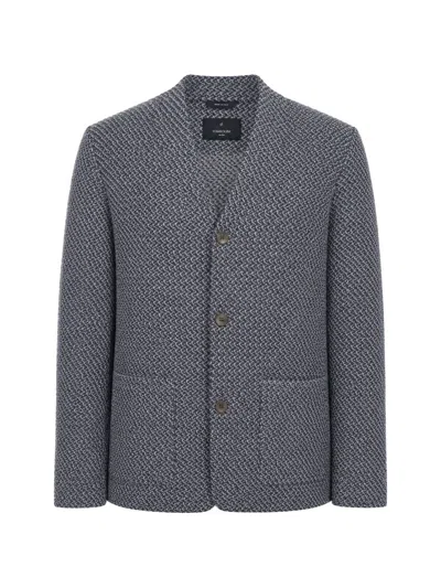 Tombolini Textured-knit Button-up Blazer In Blue
