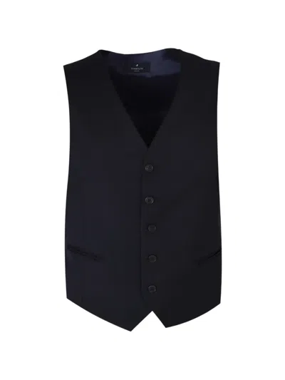 Tombolini V-neck Button-up Waistcoat In Blue