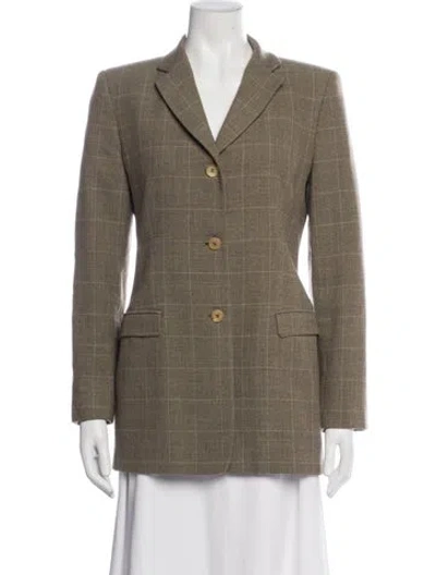 Pre-owned Tombolini Wool Plaid Print Blazer In Green