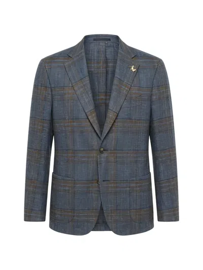 Tombolini Zero Gravity Checked Blazer In Blue