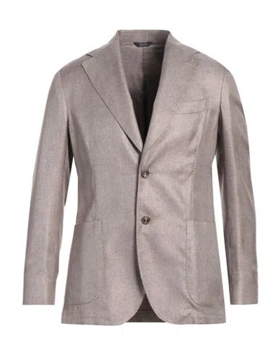 Tombolini Zero Gravity Man Blazer Light Brown Size 40 Silk In Neutral