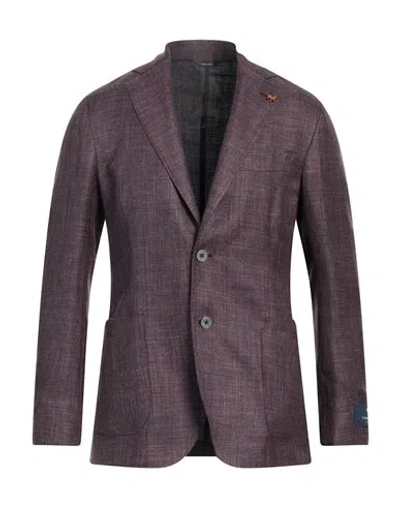 Tombolini Zero Gravity Man Blazer Plum Size 42 Wool, Silk, Linen In Purple