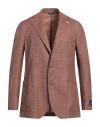 Tombolini Zero Gravity Man Blazer Tan Size 44 Wool, Silk, Linen In Brown